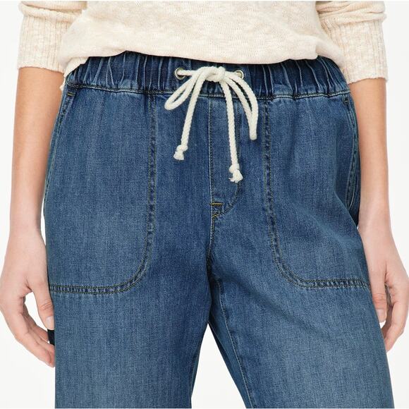 J.Crew Denim Drawstring Jeans SZ 30 East Harbor Wash Elastic Waist Slant Pocket - Picture 4 of 9